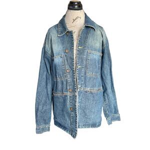 Y2k 90's Grunge Streetwear Von Dutch Jacket Mens Sz Medium Denim Jeans Trucker